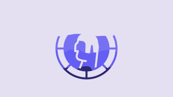 Blue Ancient Greek Coin Icon Isolated Purple Background Video Motion — Vídeos de Stock
