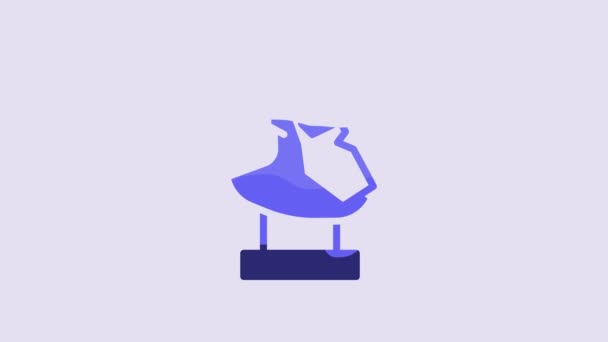 Ícone Escultura Busto Antigo Azul Isolado Fundo Roxo Animação Gráfica — Vídeo de Stock