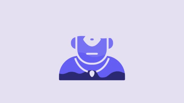Blue Cyclops Icon Isolated Purple Background Video Motion Graphic Animation — Stockvideo