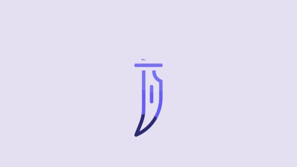 Blue Dagger Icon Isolated Purple Background Knife Icon Sword Sharp — Stock video
