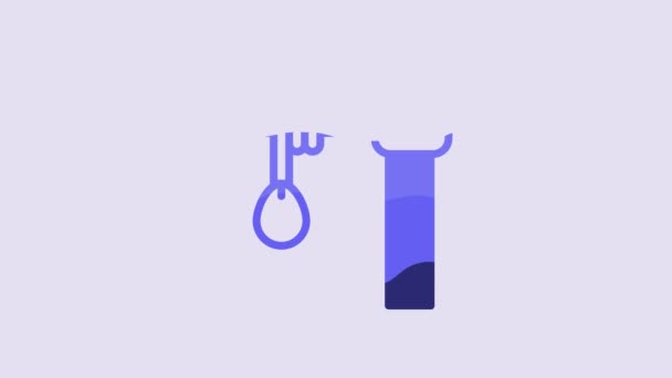 Blue Gallows Rope Loop Hanging Icon Isolated Purple Background Rope — Video Stock