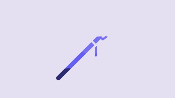 Blue Medieval Spear Icon Isolated Purple Background Medieval Weapon Video — Stockvideo