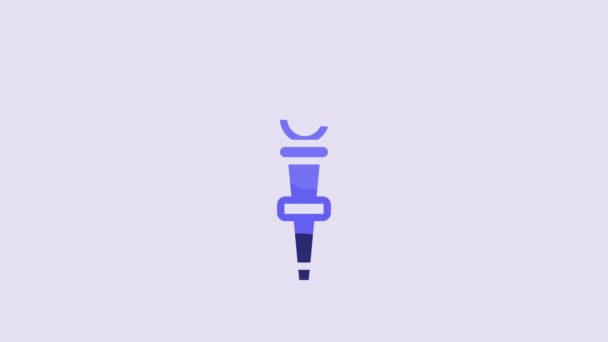 Blue Torch Flame Icon Isolated Purple Background Symbol Fire Hot — Stock video