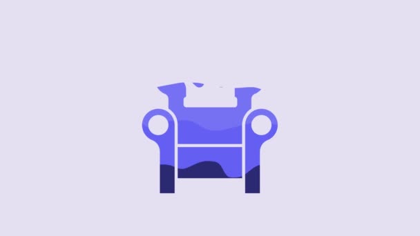 Blue Medieval Throne Icon Isolated Purple Background Video Motion Graphic — Vídeo de Stock