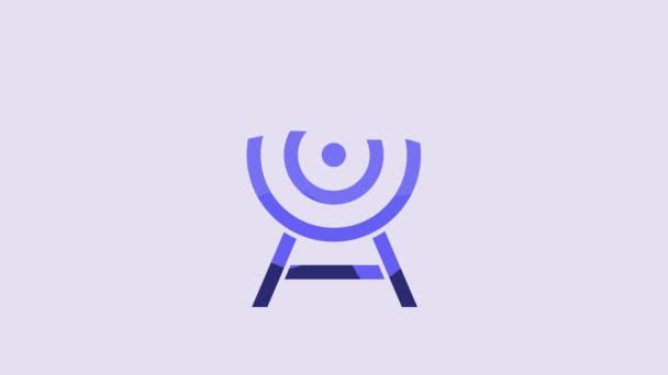 蓝色目标 箭头图标孤立在紫色背景 飞镖板标志 射箭板图标 仪表板的标志 业务目标概念 4K视频运动图形动画 — 图库视频影像