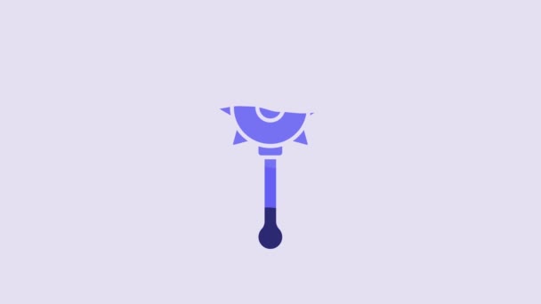 Blue Medieval Chained Mace Ball Icon Isolated Purple Background Medieval — Vídeo de Stock