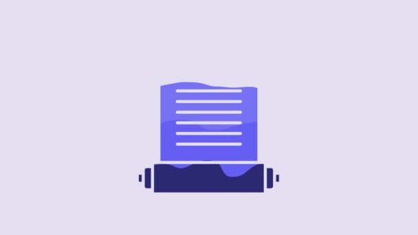 Blue Decree Paper Parchment Scroll Icon Icon Isolated Purple Background — Stock videók