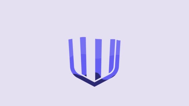 Blaues Schild Symbol Isoliert Auf Violettem Hintergrund Wachschild Sicherheit Sicherheit — Stockvideo