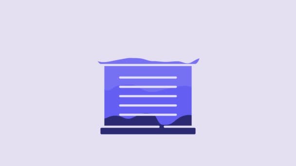 Blue Decree Paper Parchment Scroll Icon Icon Isolated Purple Background — Stockvideo