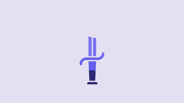 Blue Dagger Icon Isolated Purple Background Knife Icon Sword Sharp — Vídeo de stock