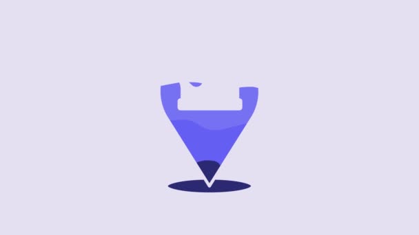 Blue Location King Crown Icon Isolated Purple Background Video Motion — Vídeo de Stock