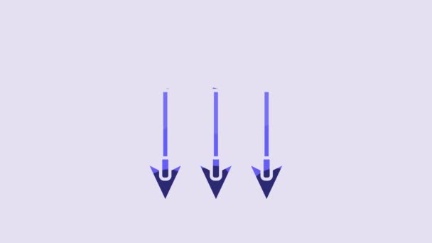 Flechas Cruzadas Azules Icono Aislado Sobre Fondo Púrpura Animación Gráfica — Vídeos de Stock