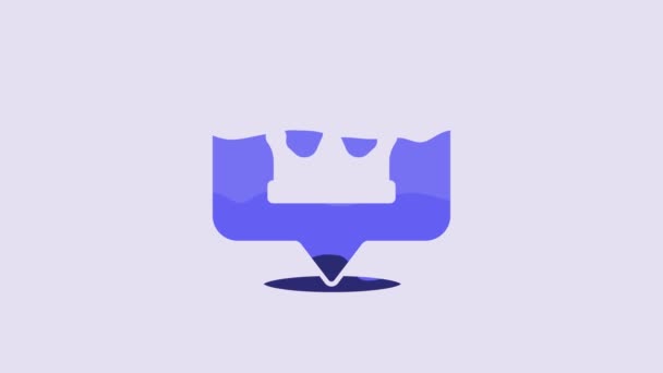 Blue Location King Crown Icon Isolated Purple Background Video Motion — Stockvideo