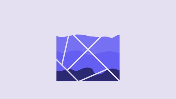 Blue Rubik Cube Icon Isolated Purple Background Mechanical Puzzle Toy — Stockvideo