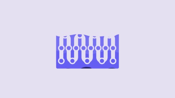 Icono Del Juego Mesa Azul Aislado Sobre Fondo Púrpura Animación — Vídeo de stock