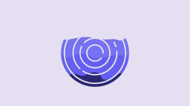Blue Checker Game Chips Icon Isolated Purple Background Video Motion — Stok video