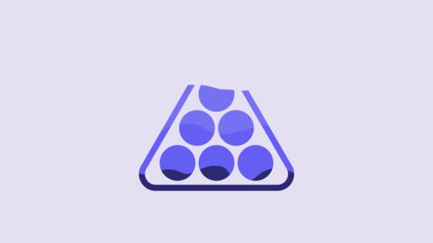Blue Billiard Balls Rack Triangle Icon Isolated Purple Background Video — 图库视频影像