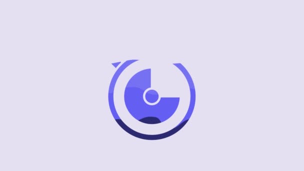 Blue Stopwatch Icon Isolated Purple Background Time Timer Sign Chronometer — Stock Video