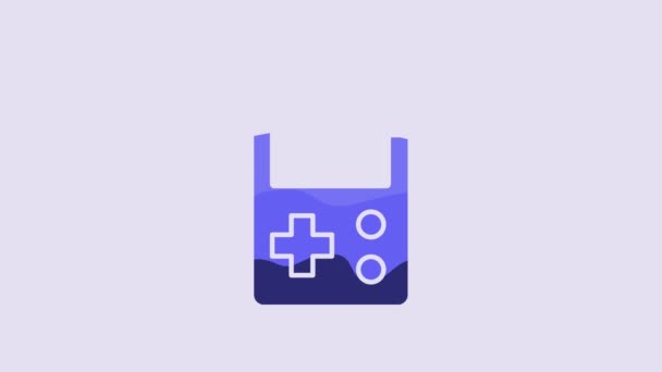 Blue Portable Тетрис Электронной Игры Значок Изолирован Фиолетовом Фоне Винтажный — стоковое видео
