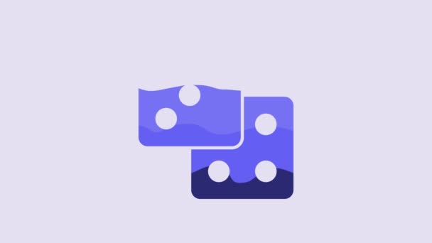 Blue Game Dice Icon Isolated Purple Background Casino Gambling Video — Vídeos de Stock