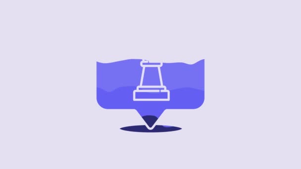 Блакитна Шахова Ікона Ізольована Фіолетовому Фоні Стратегія Бізнесу Гра Менеджмент — стокове відео