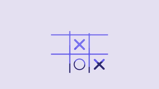 Blue Tic Tac Toe Game Icon Isolated Purple Background Video — Stockvideo