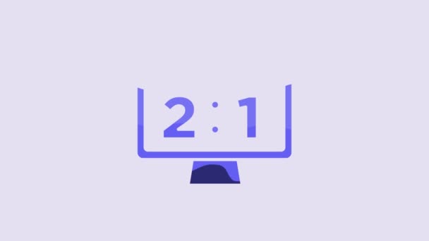 Blue Sport Mechanical Scoreboard Result Display Icon Isolated Purple Background — Vídeo de Stock