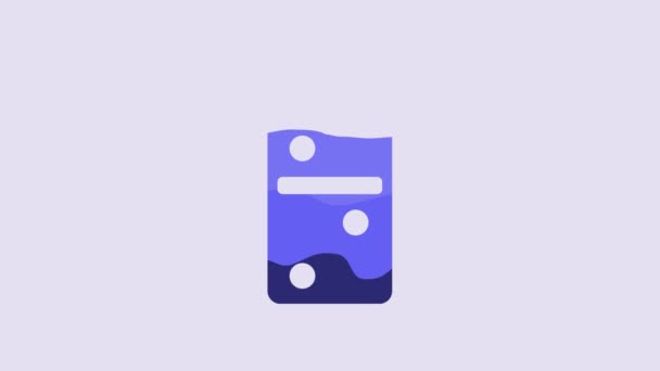 Icono Domino Azul Aislado Sobre Fondo Púrpura Animación Gráfica Vídeo — Vídeos de Stock