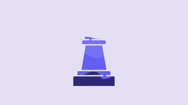 蓝色国际象棋图标孤立在紫色背景 业务战略 4K视频运动图形动画 — 图库视频影像