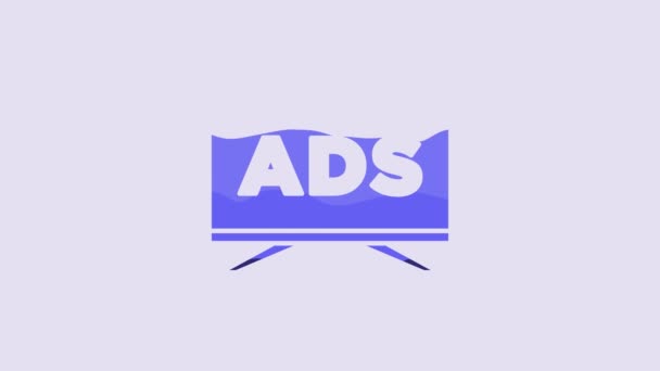 Ikona Blue Advertising Izolovaná Fialovém Pozadí Koncepce Marketingu Propagace Reagující — Stock video