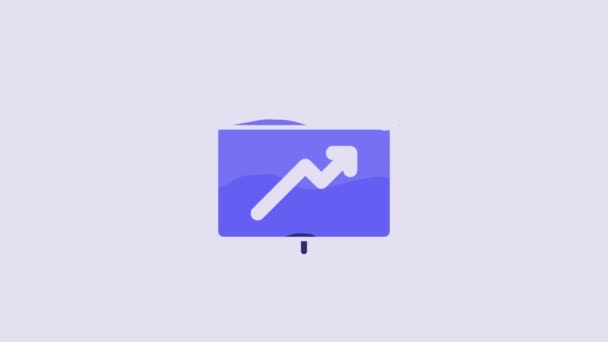 Blue Board Graph Chart Icon Isolated Purple Background Report Text — Vídeos de Stock