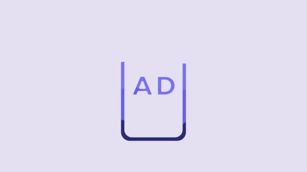 Niebieska Ikona Reklamy Odizolowana Fioletowym Tle Koncepcja Procesu Marketingu Promocji — Wideo stockowe