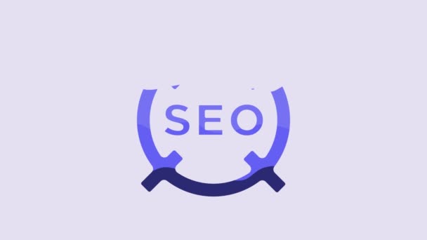 Blue Seo Optimization Icon Isolated Purple Background Video Motion Graphic — Vídeo de Stock