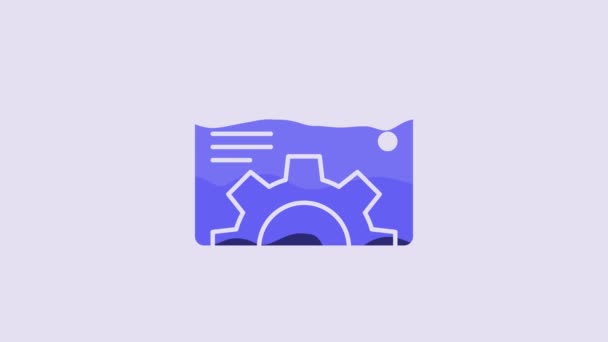 Icono Configuración Del Navegador Azul Aislado Sobre Fondo Púrpura Ajuste — Vídeo de stock