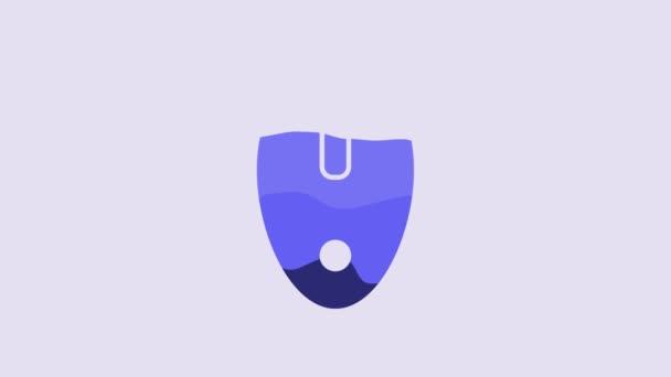 Icono Azul Del Ratón Ordenador Aislado Sobre Fondo Púrpura Óptica — Vídeo de stock