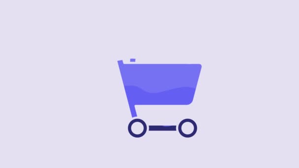Blue Shopping Cart Dollar Symbol Icon Isolated Purple Background Online — Stok Video