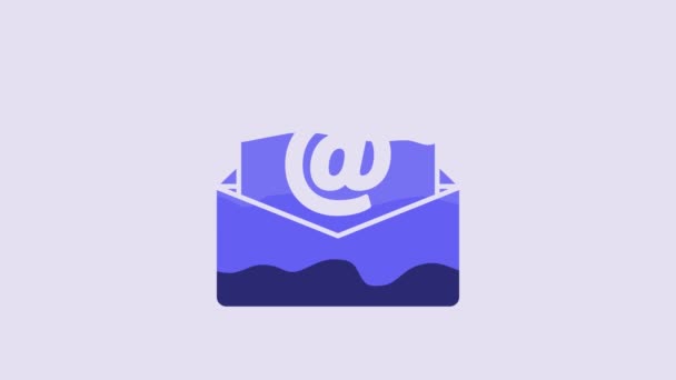 Синя Пошта Ікона Електронної Пошти Ізольовані Фіолетовому Тлі Знаменитий Символ — стокове відео