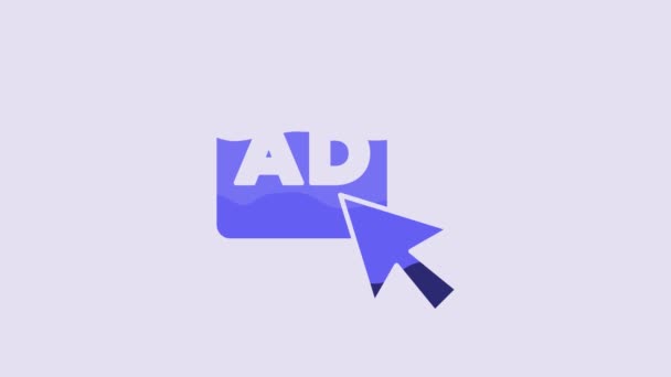 Blue Advertising Icon Isolated Purple Background Concept Marketing Promotion Process — Vídeo de Stock