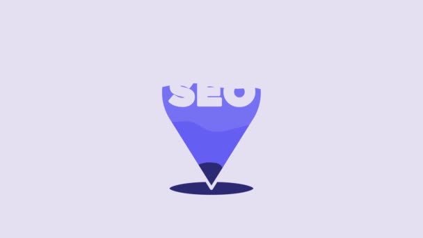 Blue Seo Optimization Icon Isolated Purple Background Video Motion Graphic — Vídeo de Stock