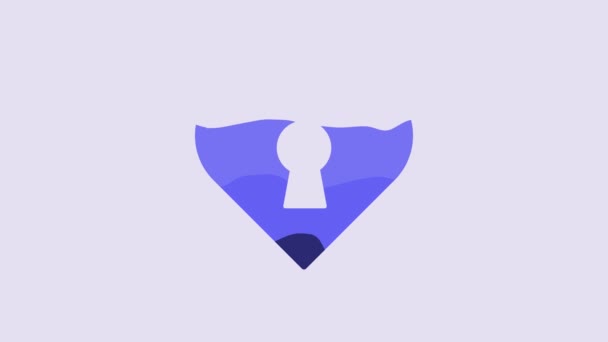 Blue Heart Keyhole Icon Isolated Purple Background Locked Heart Love — Stock Video