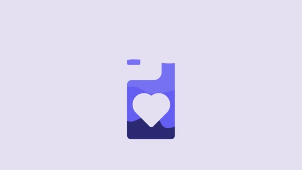 Blue Please Disturb Heart Icon Isolated Purple Background Hotel Door — Vídeo de Stock