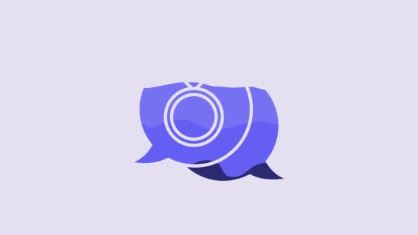 Значок Обручального Кольца Blue Diamond Выделен Фиолетовом Фоне Видеографическая Анимация — стоковое видео