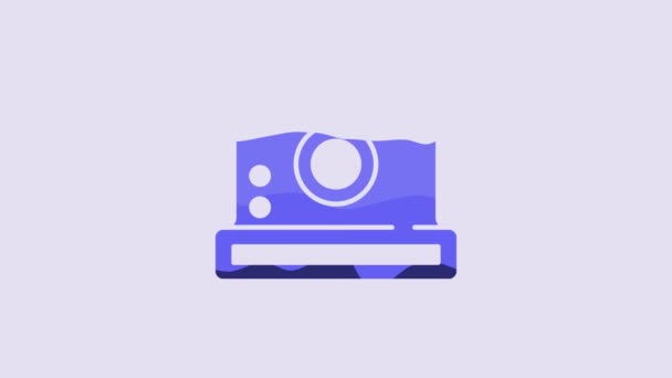 Blue Photo Camera Icon Isolated Purple Background Foto Camera Icon — Stockvideo