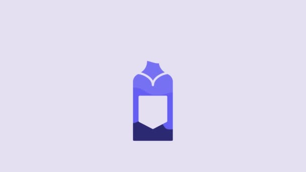 Blue Champagne Bottle Icon Isolated Purple Background Video Motion Graphic — Vídeo de stock