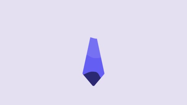 Blue Tie Icon Isolated Purple Background Necktie Neckcloth Symbol Video — Vídeo de stock