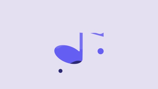 Blue Music Note Tone Icon Isolated Purple Background Video Motion — Stock Video