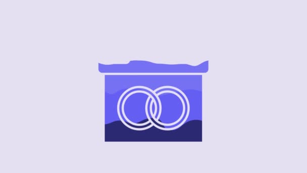 蓝色日历图标隔离在紫色背景 事件提醒符号 4K视频运动图形动画 — 图库视频影像