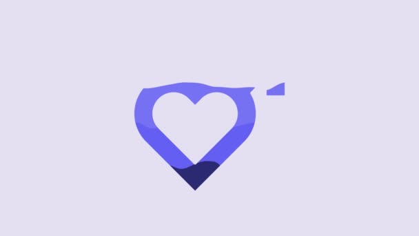 Cuore Blu Con Icona Simbolo Genere Maschile Isolato Sfondo Viola — Video Stock
