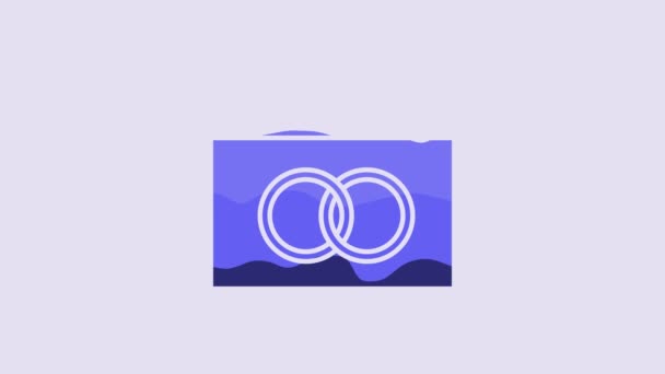 Ikona Modrý Pozdrav Izolované Fialovém Pozadí Šablona Plakátu Pozvánce Nebo — Stock video