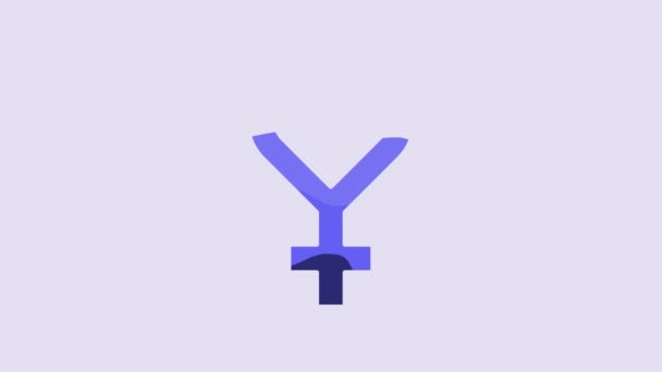 Синий Женский Гендерный Символ Выделен Фиолетовом Фоне Символ Венеры Символ — стоковое видео